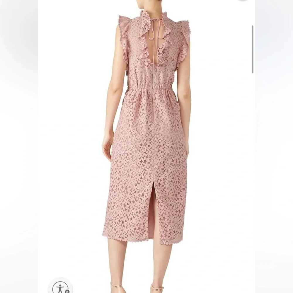 Kate Spade Flora Lace Ruffle Dress Pink Midi Sundress barbie crochet ruffle 8